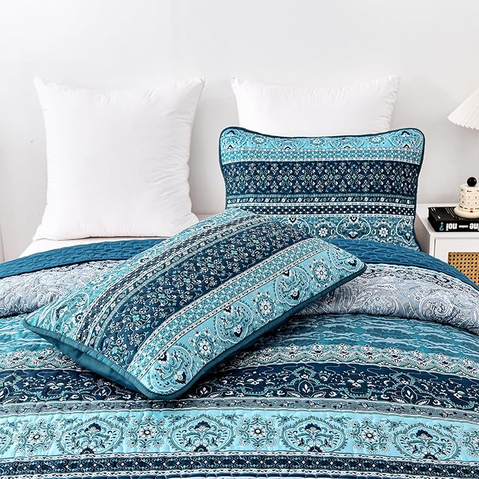 WONGS BEDDING Boho Quilt Set Full Size, Lightweight Microfiber Bed Decor - Image 5
