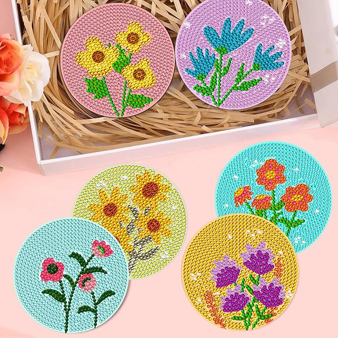 EWJRNSF 8 PCS Fall Diamond Art Coasters DIY Kit - Image 5