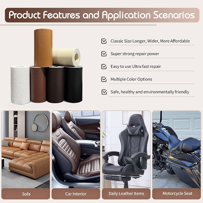 KING MOUNTAIN Leather Repair Patch, 4 x 63 Inches self Adhesive Leather Repair - Image 5