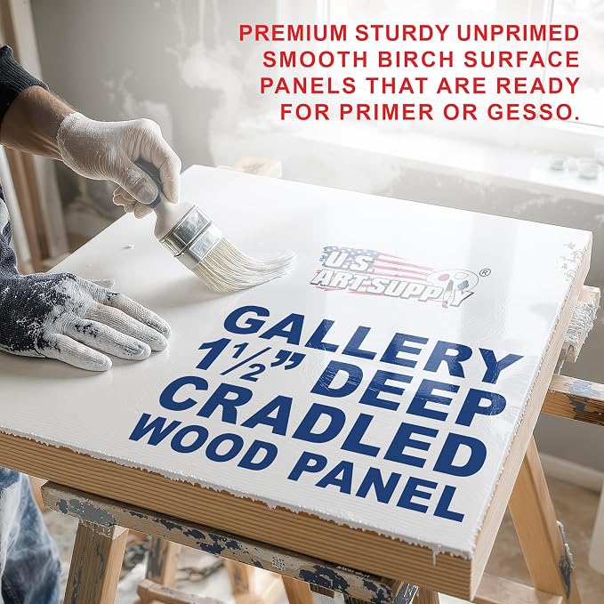U.S. Art Supply 8" x 36" Unfinished Cradled Wood Panels - Image 3