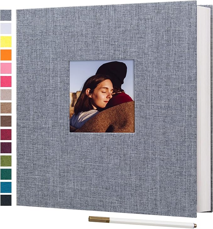 potricher Large Photo Album Self Adhesive 4x6 5x7 8x10 Pictures Linen Cover 80 by potricher