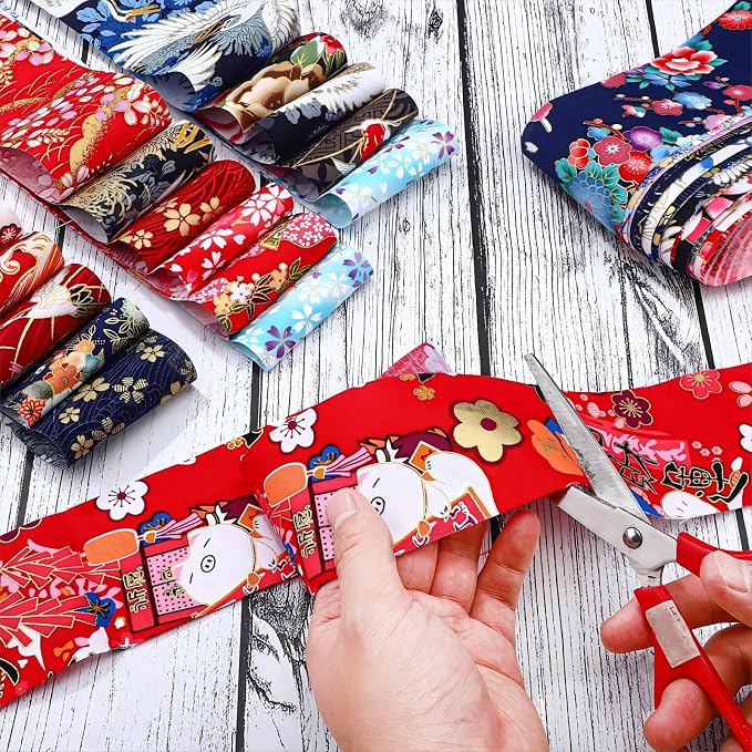 Kingdder 70 Pcs Japanese Jelly Fabric Quilting Strips, 2.55 Inch Precut Cotton - Image 4