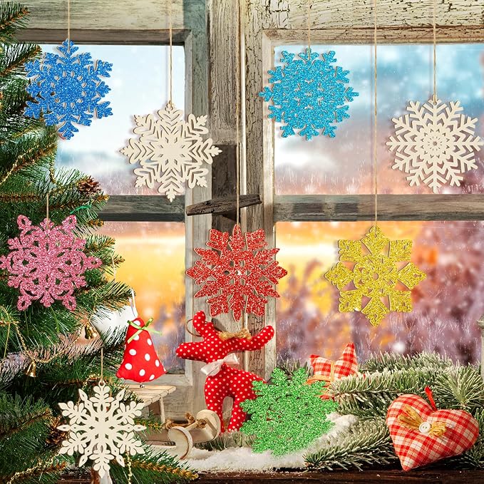Wooden Christmas Snowflake Ornaments to Paint Christmas Decoration Cutouts - Image 7