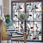 Stained Glass Window Privacy Film: Non-Adhesive Sun and Landscape Mosaic Design - Image 3