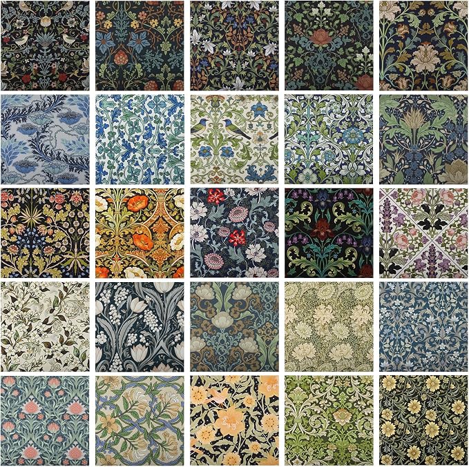 25 Pcs William Morris Cotton Fabric Squares, 10 x 10 Inch, Floral | Precut - Image 7
