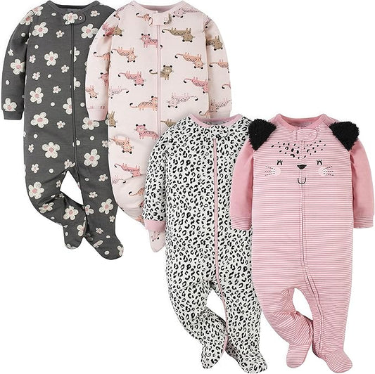 Gerber Baby Girls 4 Pack Sleep 'N Play Footie