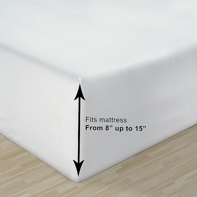 LANE LINEN 100% Organic Cotton Pure White Full Sheets Set, 4-Piece Pure Organic - Image 5
