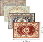4 Pack 1:12 Scale Dollhouse Rugs, 6.7"×4.3" Vintage Floral Miniature Area Carpet - Image 2