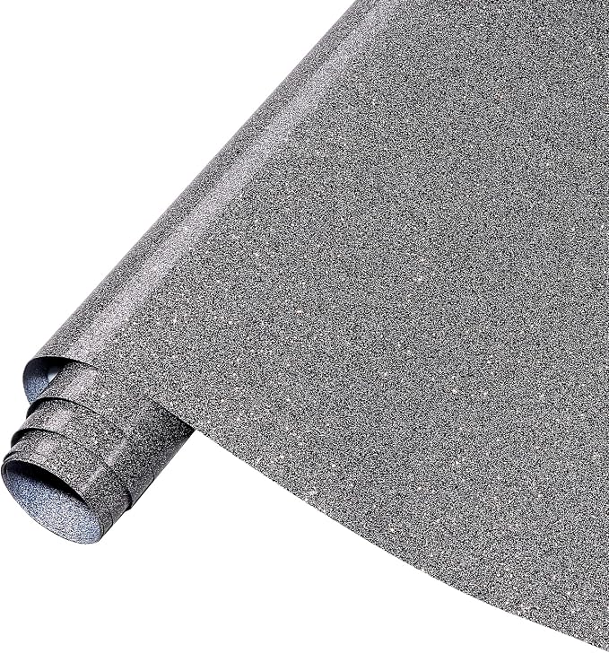 Tintnut Black Silver Glitter Heat Transfer Vinyl Roll, easy cut & weed by Tintnut