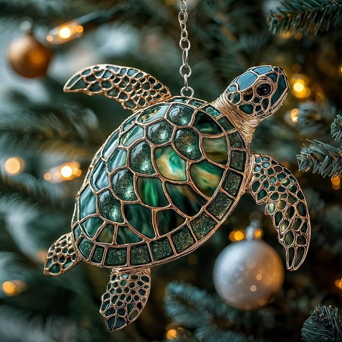 Emerald Sea Turtle Acrylic Suncatcher by Unknown