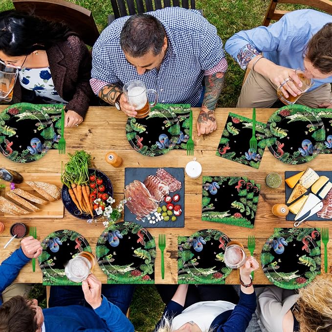 50 Guests Reptile Snake Party Plates and Napkins Party Supplies Jungle Swamp - Image 7