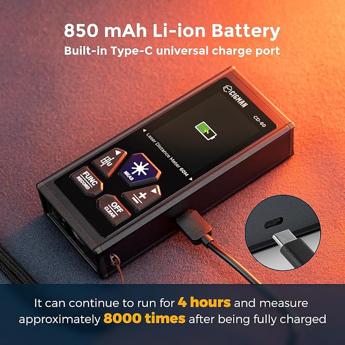 CIGMAN Dual Laser Distance Meter 393ft/120M Bilateral Laser Measurement Tool - Image 5