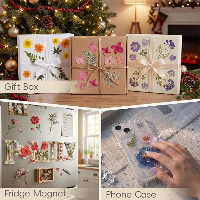 LUXEEASE 80P Yellow Red Pink Blue Dried Pressed Flowers | Fresh natural color - Image 9