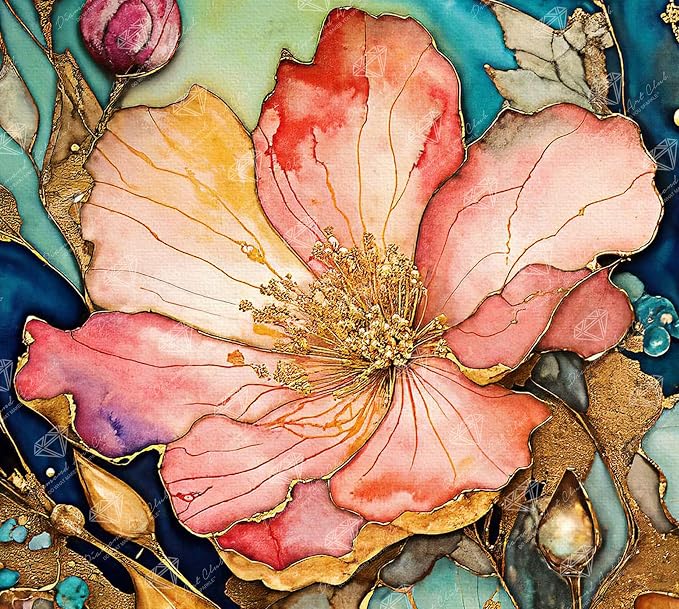 DIAMOND ART CLUB Whispers in Coral & Gold Diamond Painting Kit, Fun DIY Crafts by DIAMONDARTCLUB