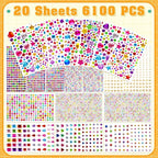 6100 PCS Gem Stickers, Self-Adhesive Rhinestone Stickers, 20 Sheets Colorful - Image 3