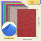 Feifeiya 48 Pack Assorted Colors Foam Sheets 8 x 12 Inch, 36 Regular Foam - Image 2