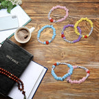 Ferreve 35 Sets Pastel Religious Bead Wristband Craft Kit Jesus Love Me Faith - Image 5