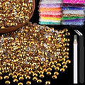4000pcs 4mm Resin Rhinestones Bulk, Mineral Gold Flatback Round Jelly by BELLEBOOST