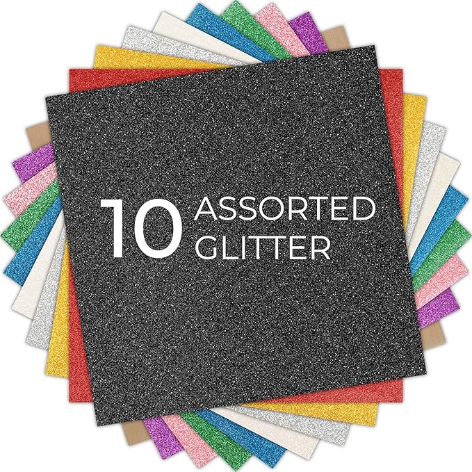 HTVRONT Glitter HTV Heat Transfer Vinyl: 10 Pack 12"x12" Iron on Vinyl | by HTVRONT