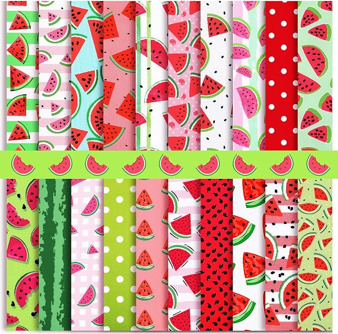 HunnmingRe 20 Pcs 10''x10'' Watermelon Quilting Fabric Square Watermelon by HunnmingRe