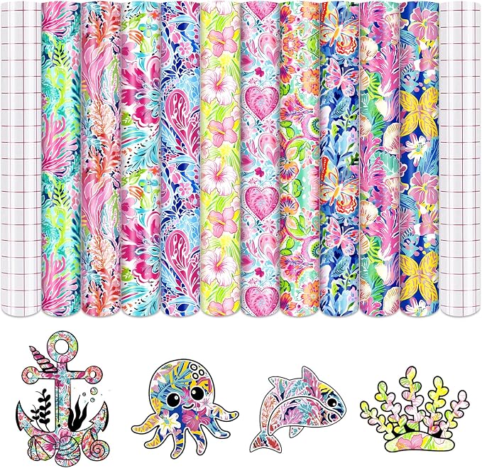 Tintnut Watercolor Floral Permanent Vinyl Adhesive Vinyl 10 Sheets 12x10in | by Tintnut