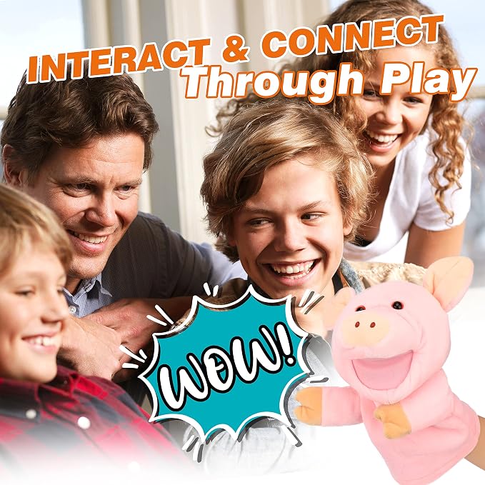 Easfan Pig Hand Puppet with Movable Mouth and Arms Role Play Storytelling - Image 2