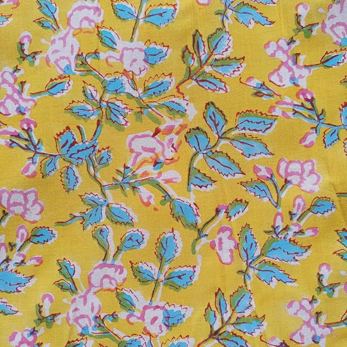 E-Tailor® Hand-Block Printed Pre-Cut Cotton Fabric Ideal - Image 2
