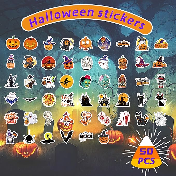 Non-Repeating Halloween Stickers, Halloween Party Favors, Vinyl Waterproof - Image 2