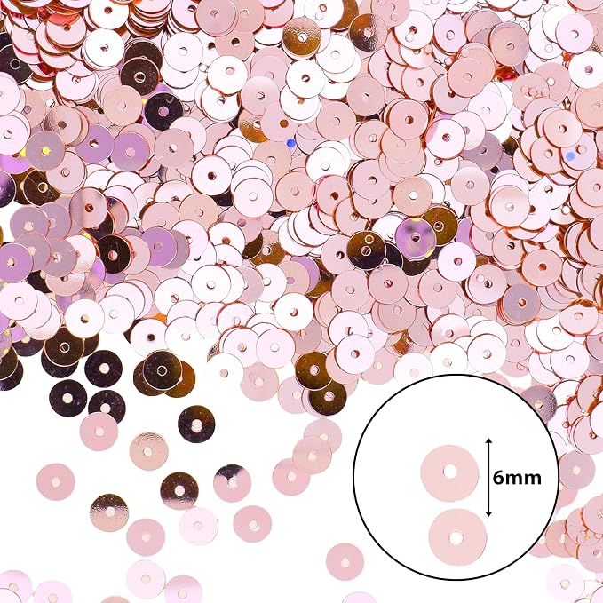 Mandala Crafts 6mm Flat Round Rose Gold Sequins - Image 3