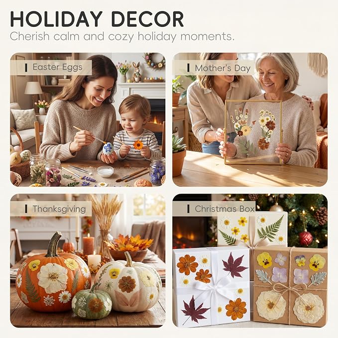 LUXEEASE 100P Vintage Warm Tone Dried Pressed Flowers | Cream caramel yellow - Image 5