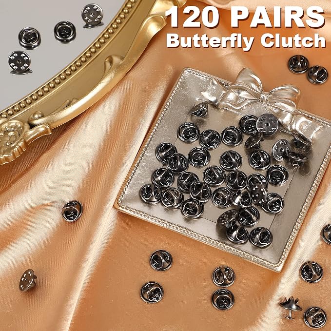 JANYUN 120 Pairs Butterfly Clutch Tie Tacks Pin Back Safty Secure Locking | - Image 3
