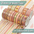 Mr. Pen- Washi Tape Set, 21 Rolls, Boho Design | 5.5 Yards/Roll, Washi Tape - Image 2