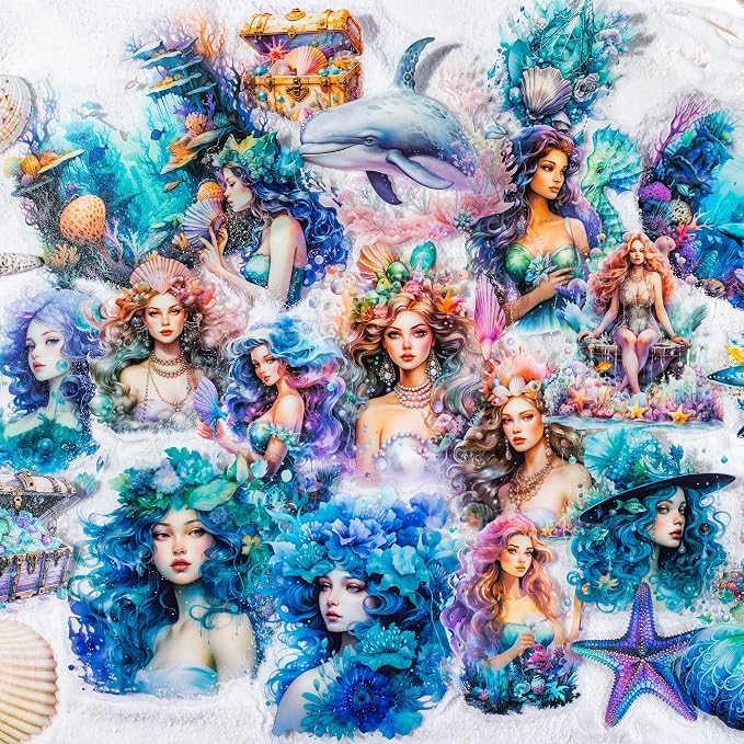 Yoksas Fantasy Sea Ocean Life Mermaid Stickers by YOKSAS