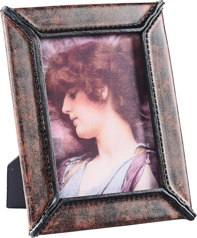5x7 Retro Picture Frame, Vintage Leather Photo Frame, Hand-Crafted Resin Ornate by ZIHARA