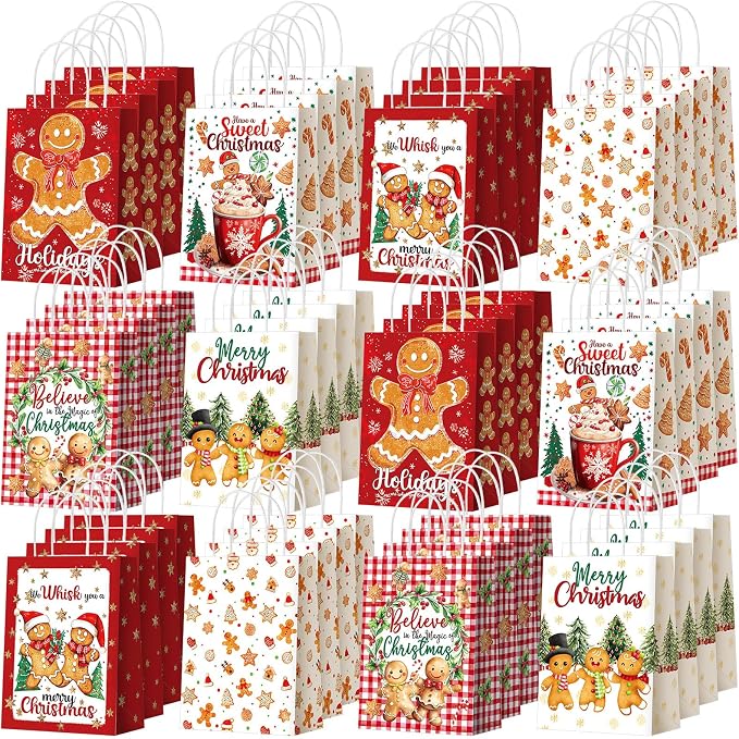 Kolldenn 48 Pcs Christmas Gingerbread Party Favors Bags Christmas Goodie Gift by Unknown