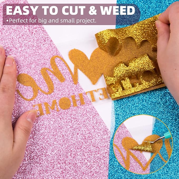 HTVRONT Glitter HTV Heat Transfer Vinyl Bundle 12 Rolls - Image 4