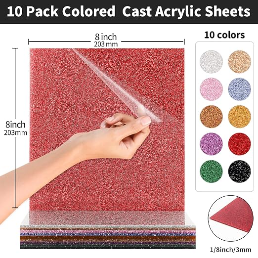 Glitter Acrylic Sheets 8 x 8 inch 1/8" Thick - Image 5