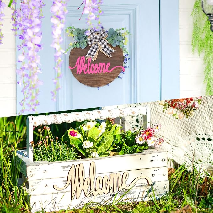 Welcome Hello Unfinished Wooden Letters Wood Cutout Signs - Image 5