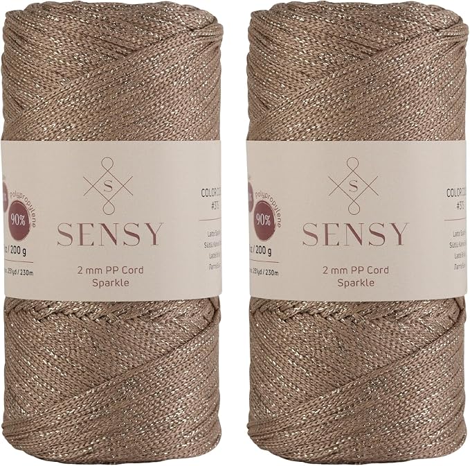 2 Pack of Sensy Premium 2mm 251 Yards Sparkle Polyester Rope 90% Polypropylene by SSENSY
