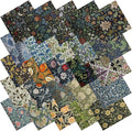 25 Pcs William Morris Cotton Fabric Squares, 10 x 10 Inch, Floral | Precut by Needbrock