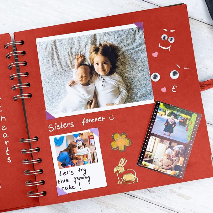 Bstorify Square Scrapbook Photo Albums 8 x 8 Inch Red Thick Paper, Metal Corners - Image 7