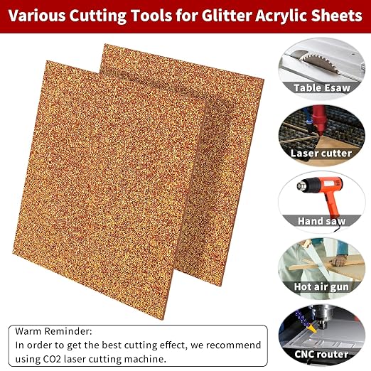 2 PCS 8 x 8 inch Glitter Colored Plexiglass Acrylic Sheets - Image 3