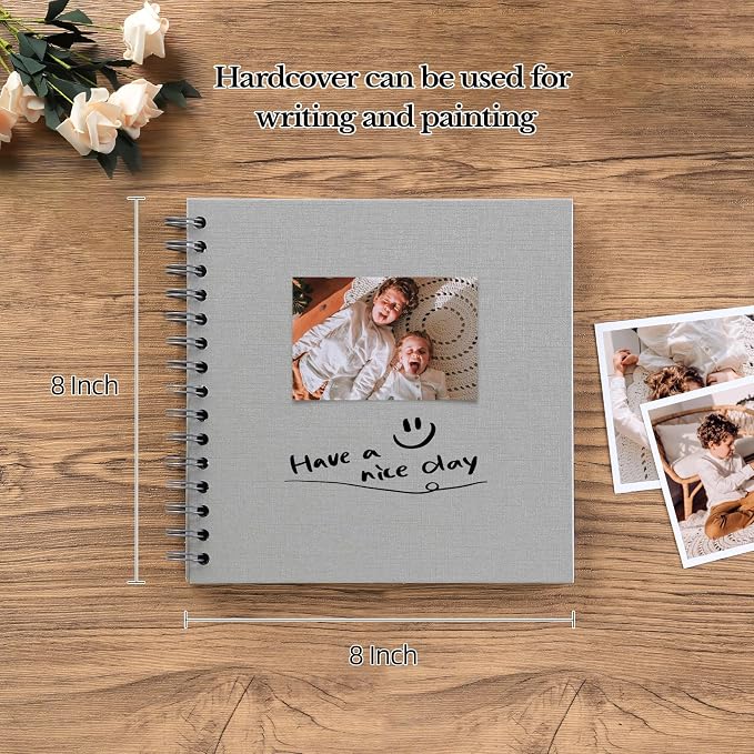 potricher 8 x 8 Inch DIY Scrapbook Album 40 Pages Hardcover Kraft Paper Scrap - Image 2