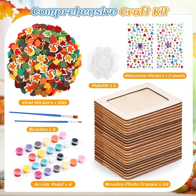 Fovths 24 Packs Fall Picture Frame Painting Craft Kit - Image 2