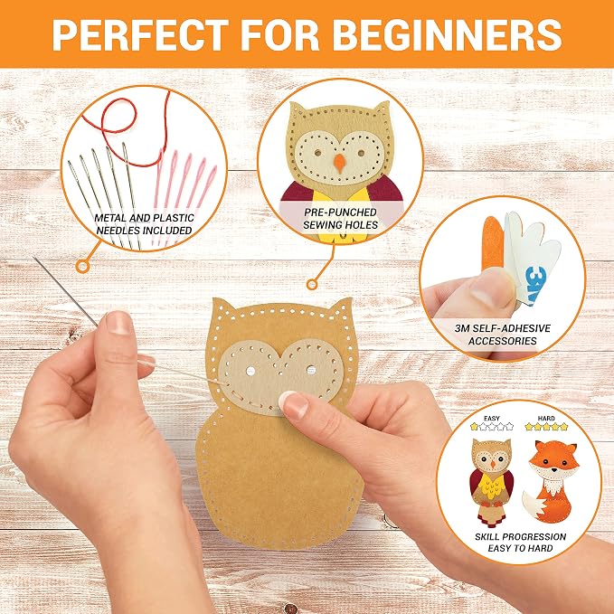 Craftorama Sewing Kit for Kids, Fun and Educational Animal Craft Set for Boys - Image 4