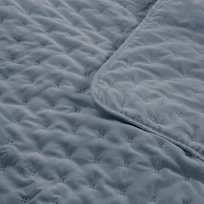 ROARINGWILD Dusty Blue Oversized King Size Quilt Bedding Set, California Cal - Image 6