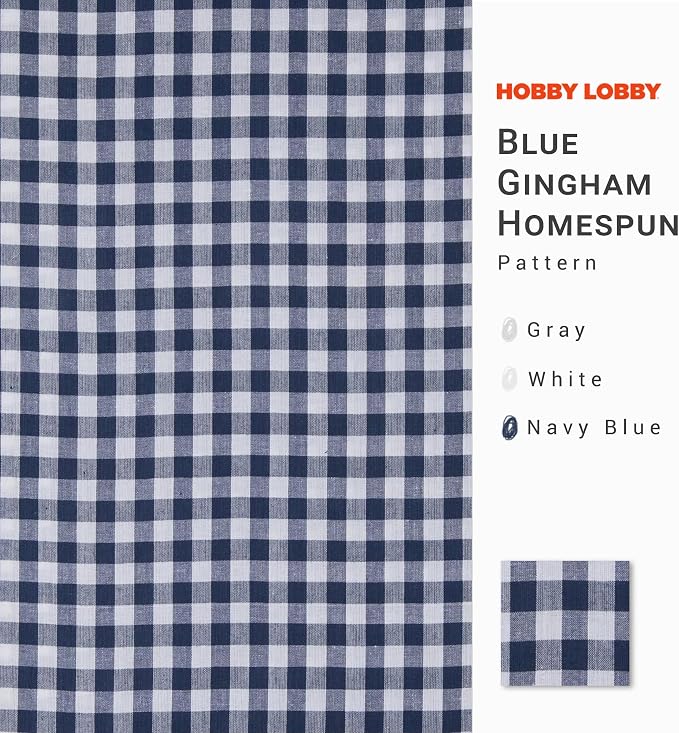 Hobby Lobby Blue Gingham Homespun Cotton Fabric, 1 Yard | Precut Fabric - Image 2