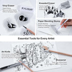 KALOUR 28 Pro Sketching Drawing Pencils Set – 14 Graphite Pencils, Charcoal - Image 6