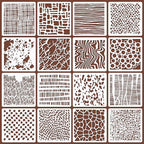 16 Pcs Layering Stencils for Painting, Mix Media Spray Paint Templates by CODOHI