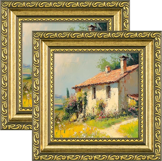 eletecpro 4x4 Vintage Picture Frame, Glass Cover, Tabletop Decor by eletecpro